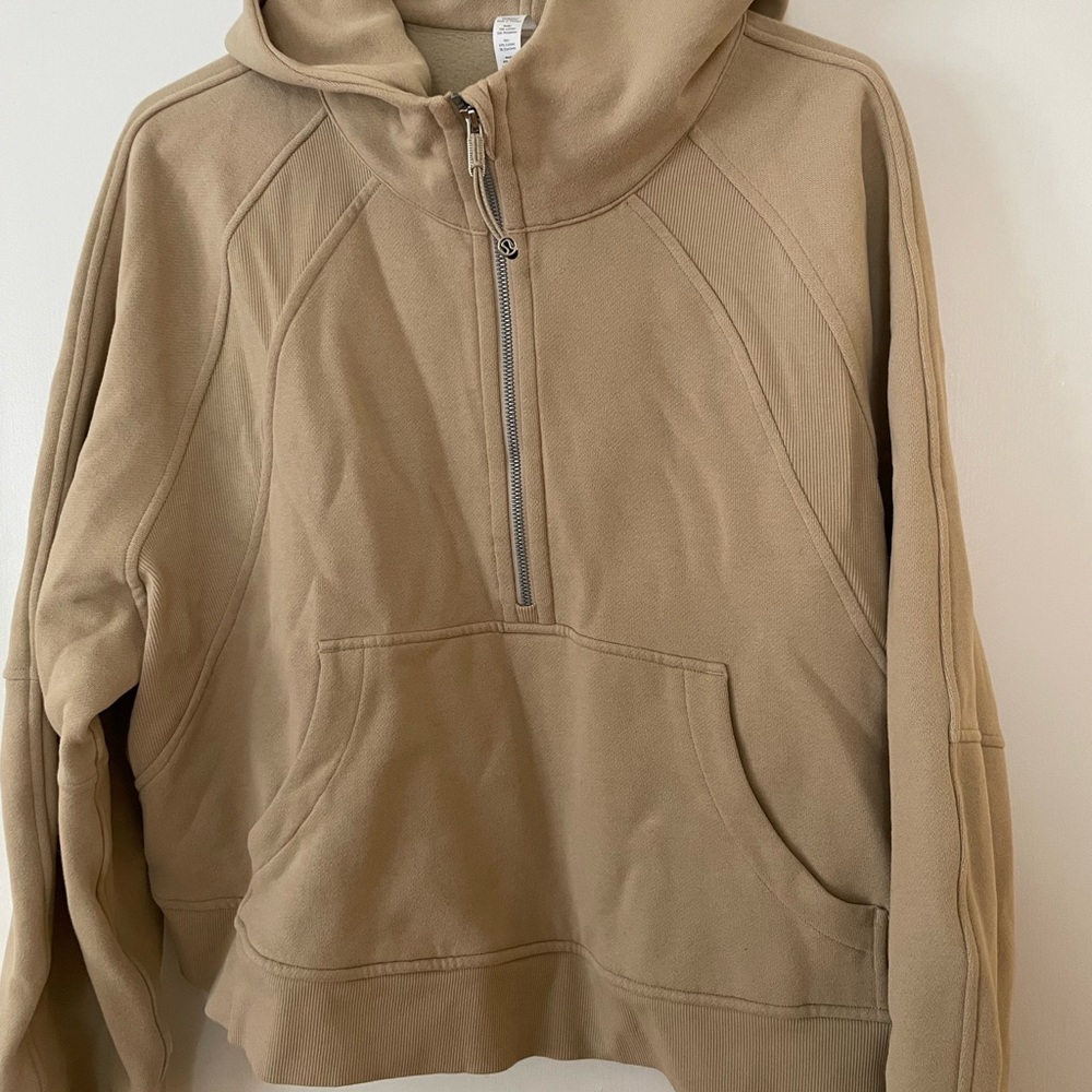 Lululemon Scuba Oversized Half-Zip Hoodie in Tan | size XL/XXL